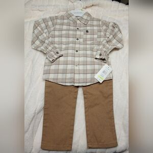 Calvin Klein Jeans Toddler Boys 2-Piece Set Plaid Shirt & Pants Size 4 NWT
